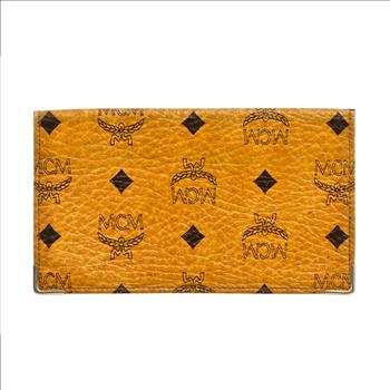 MCM Tan Multicolor Monogram Leather Checkbook Cover