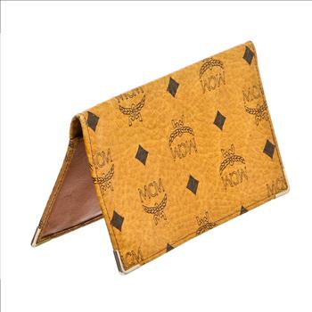 MCM Tan Multicolor Monogram Leather Checkbook Cover