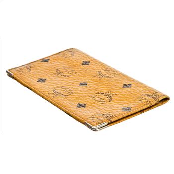 MCM Tan Multicolor Monogram Leather Checkbook Cover