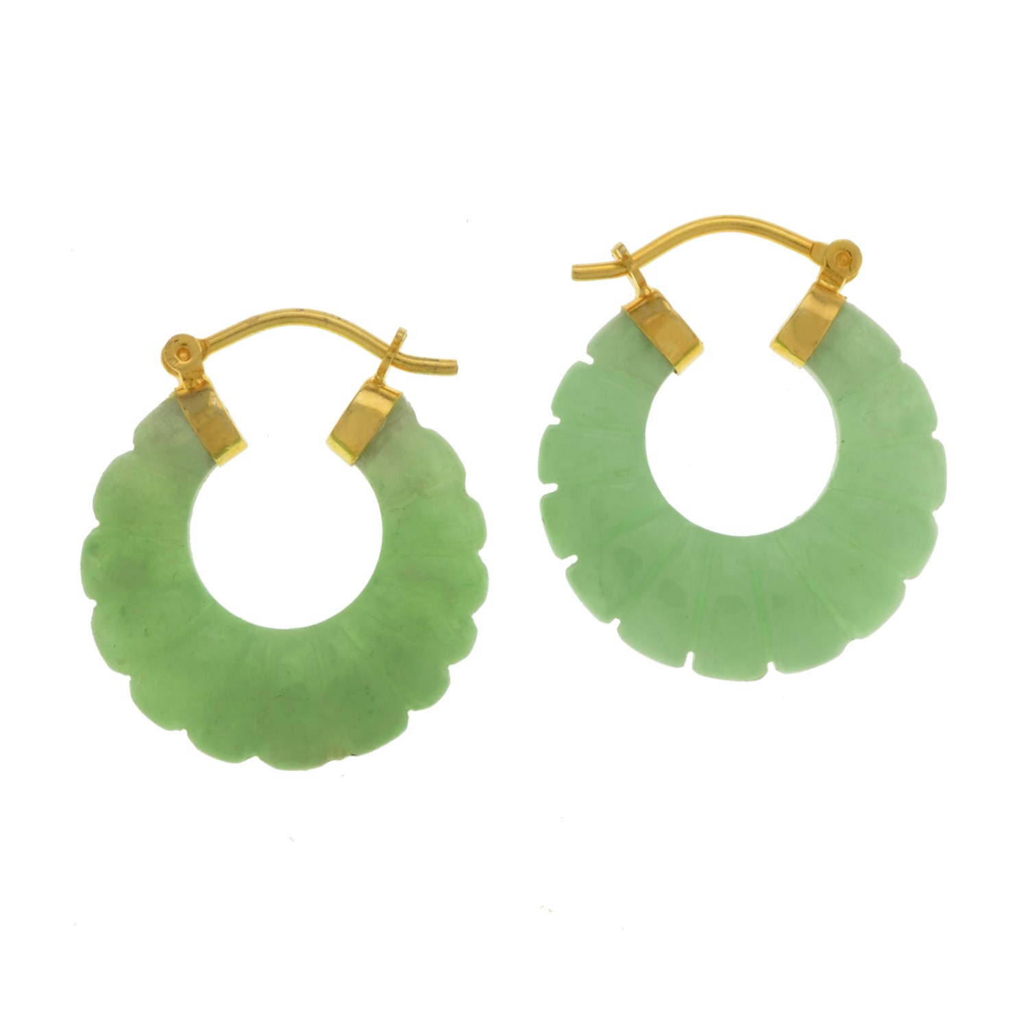 18k Over Sterling Silver Green Carved Jade Hoop Earrings Property Room An Image Relevant To This Listing 18k Over Sterling Silver Green Carved Jade Hoop Earrings
