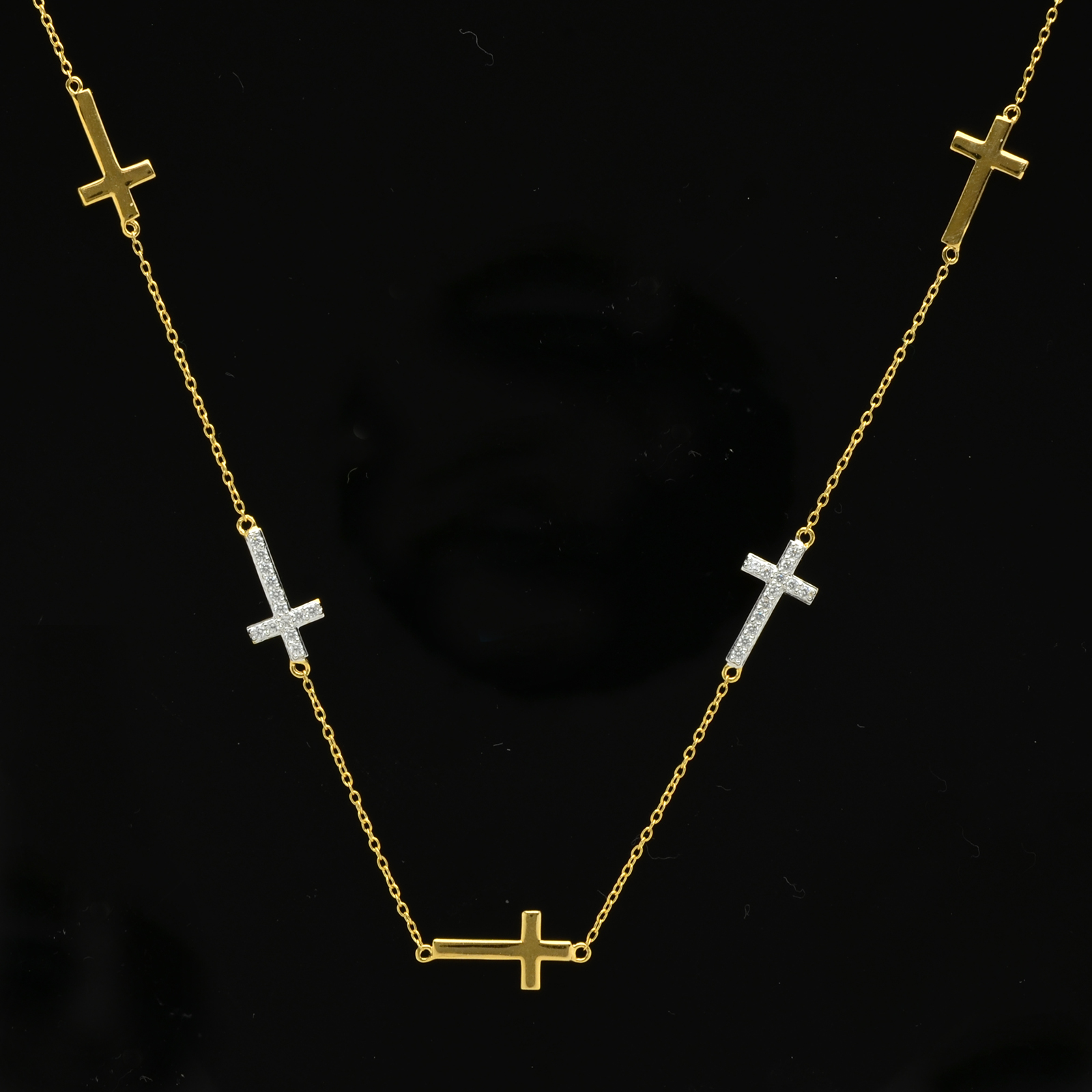 14k over Sterling Silver Station of the Crosses Long Necklace Property Room