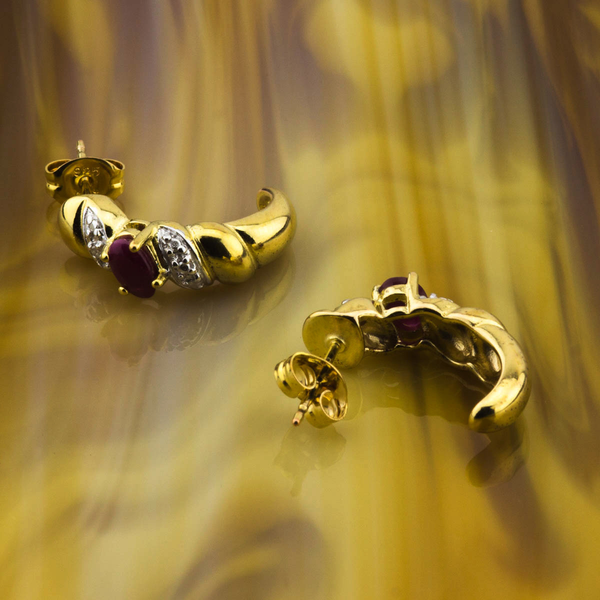 14k over Sterling Silver Ruby Hoop Earrings Property Room