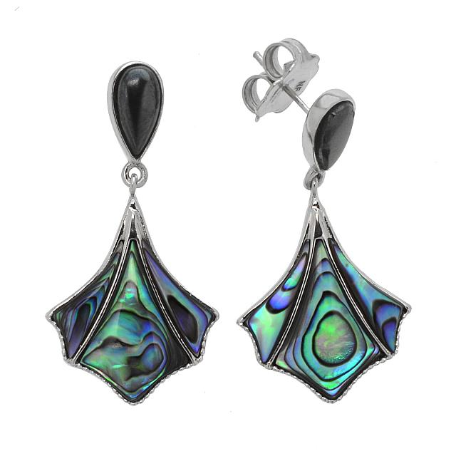 Abalone Shell Fan Drop Earrings in Sterling Silver Property Room