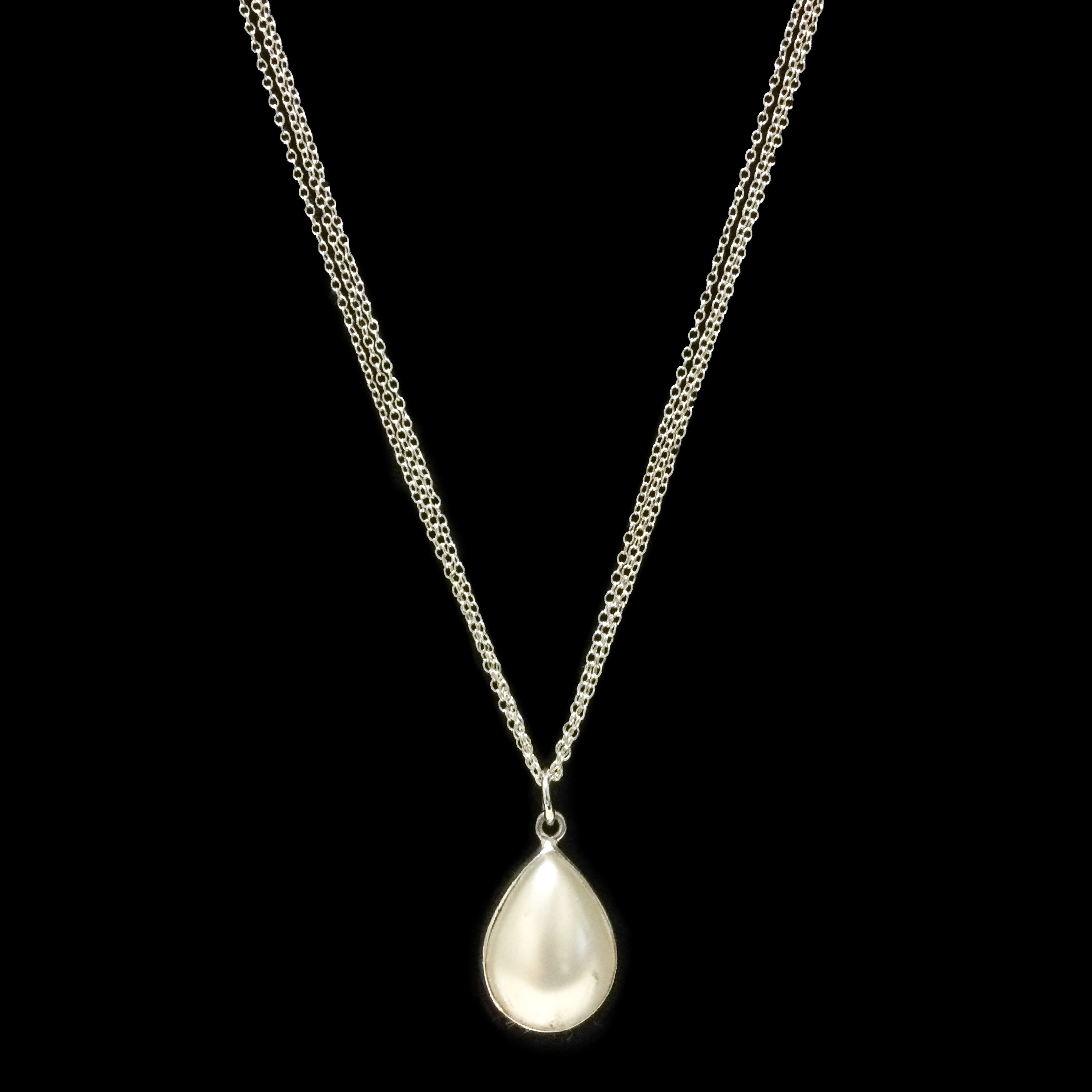 Sterling Silver Pearl Pendant with Multi Strand Chain Property Room