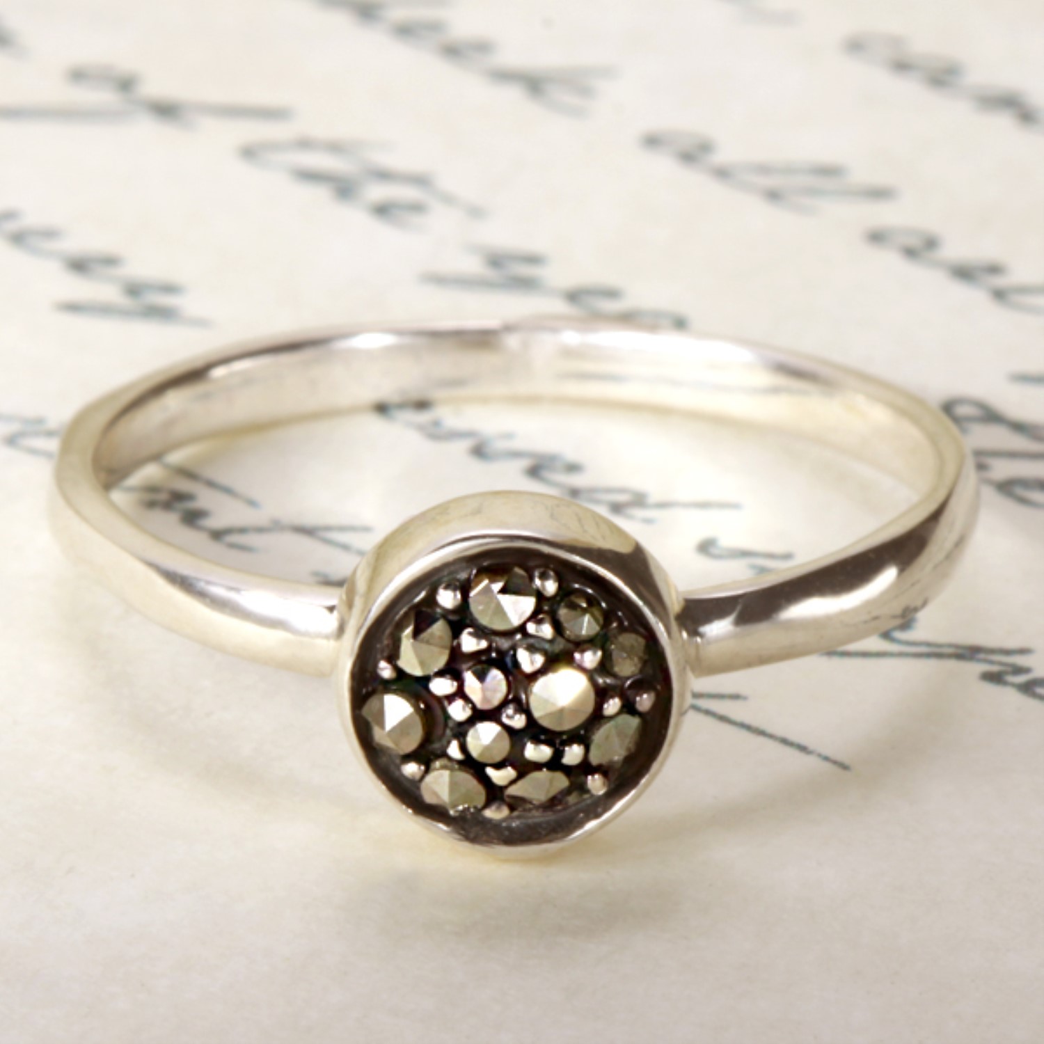 Sterling Silver Red Garnet And Marcasite Statement Ring - Size 7, Oval Gemstone