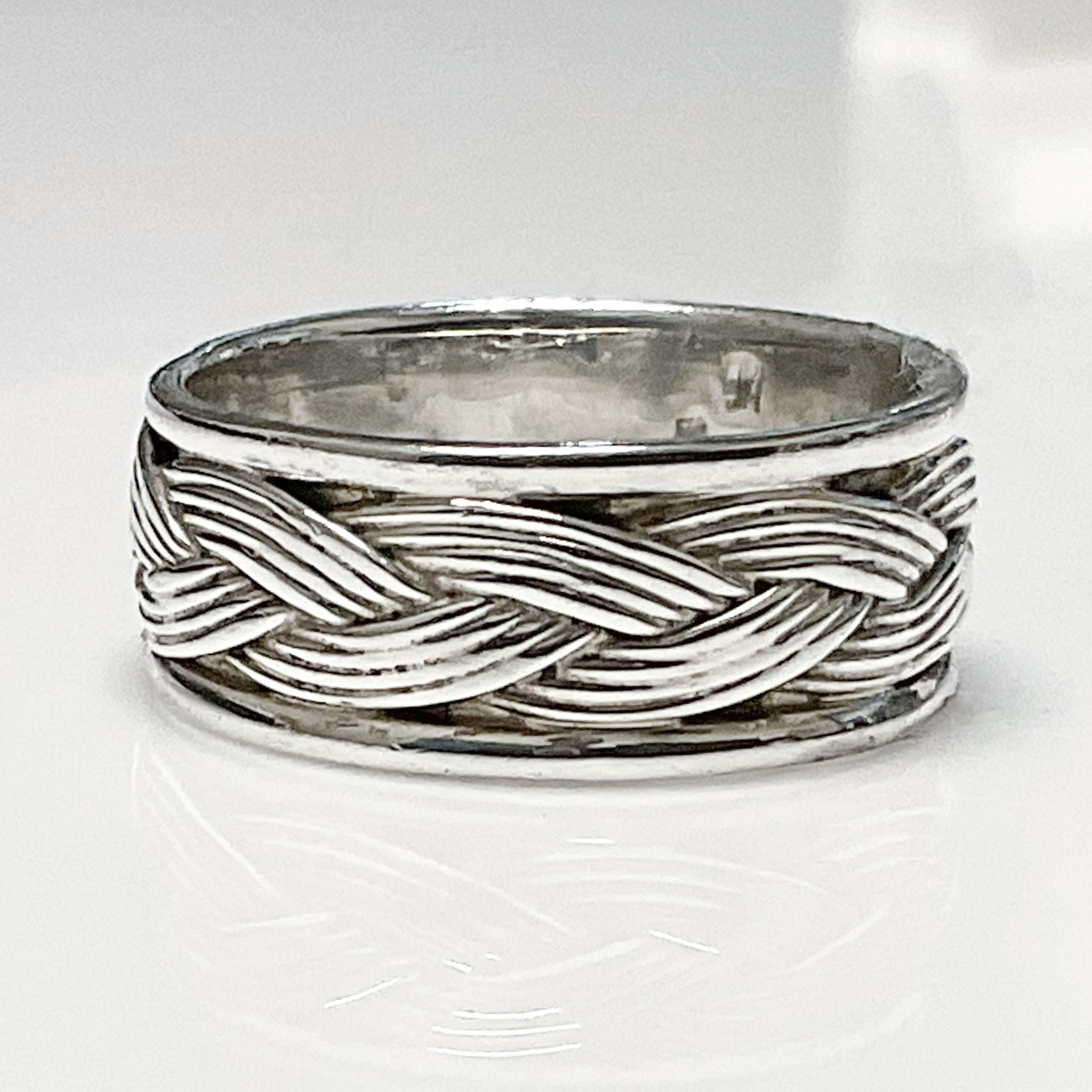 Sterling Silver Braided Band with Crystal