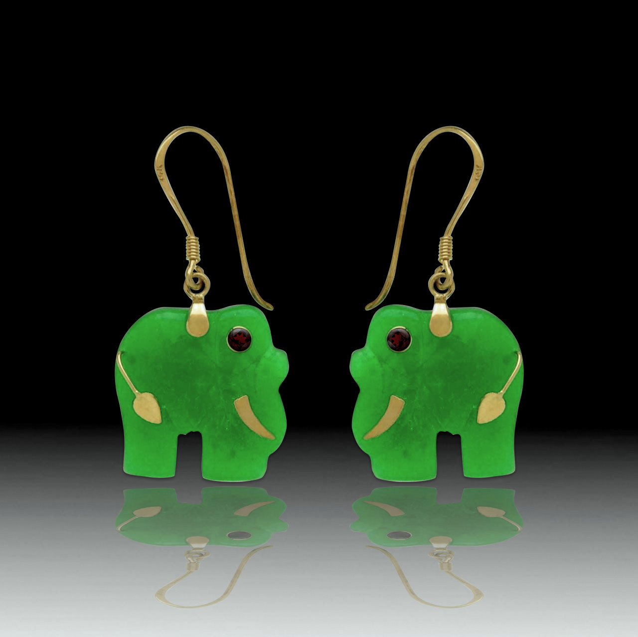 14ky Jade Elephant Dangle Earrings Property Room An Image Relevant To This Listing 14ky Jade Elephant Dangle Earrings