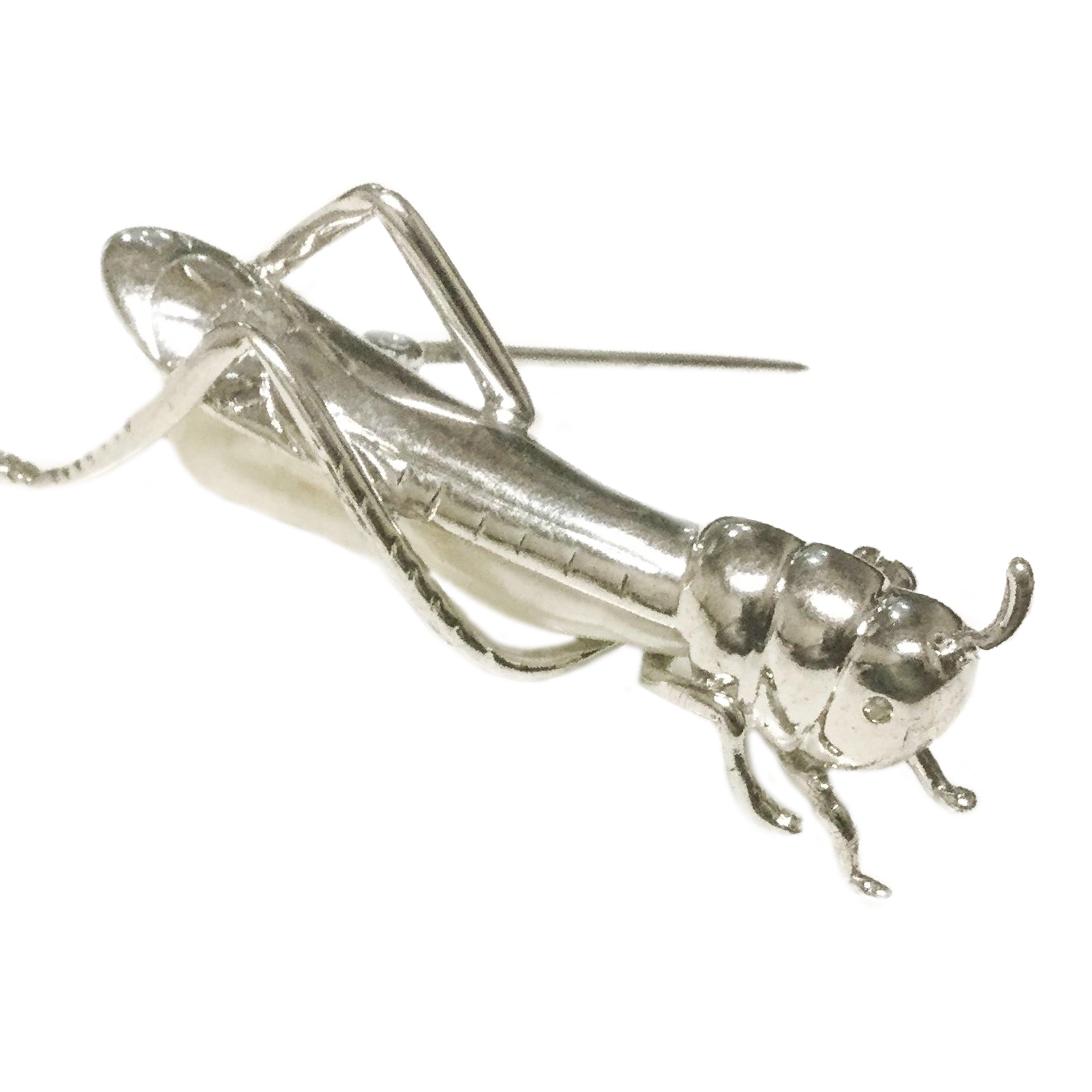 Large Sterling Silver Grasshopper Pearl Pin Brooch Property Room