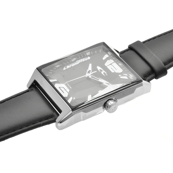Chronotech Black Leather Dress Watch main image 0