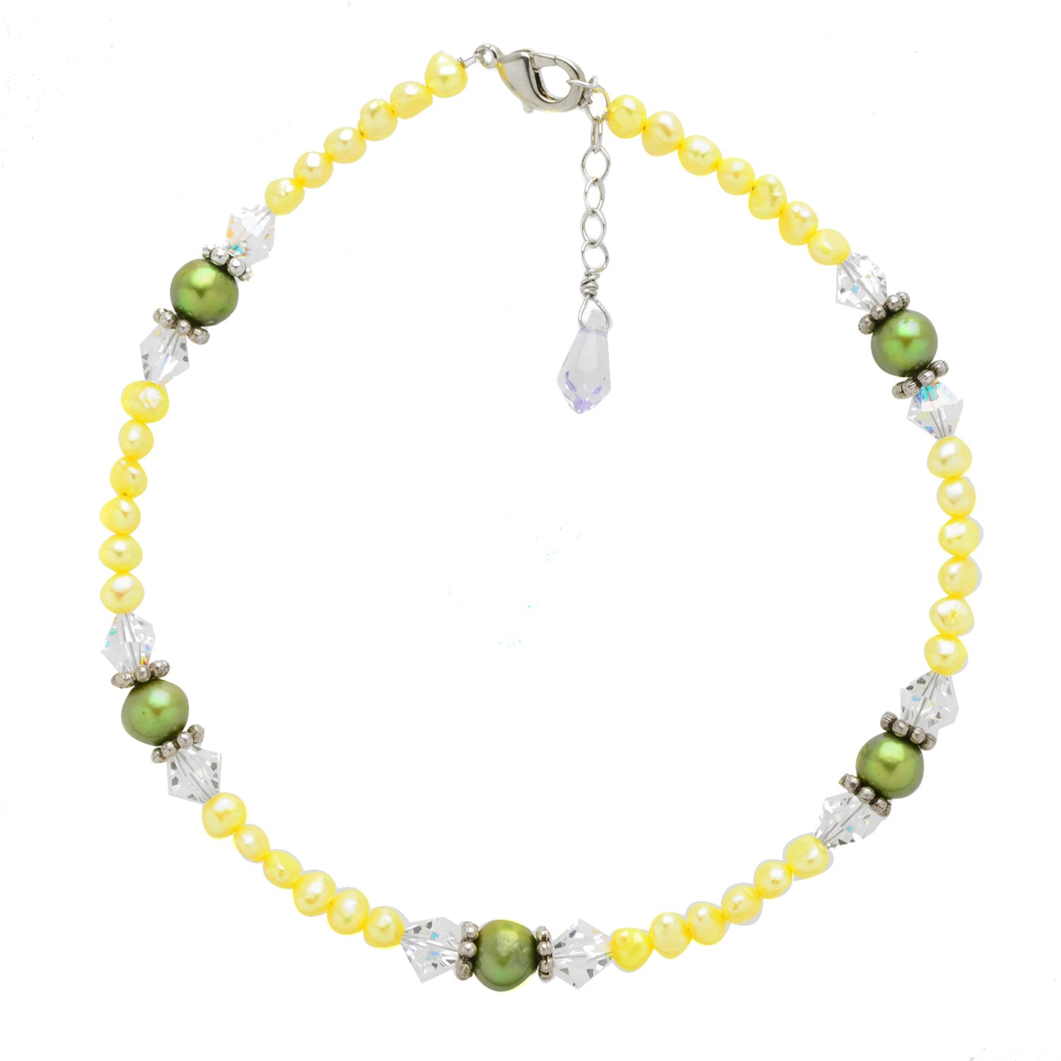 925 Sterling Silver Multi Freshwater Pearl Swarovski Crystal Ankle 925 Sterling Silver Multi Freshwater Pearl Swarovski Crystal Ankle Bracelet 9 5