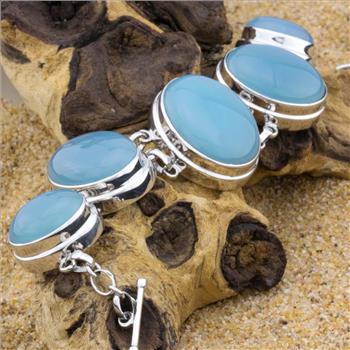 Aqua Chalcedony Adjustable 8 Inch Toggle Bracelet