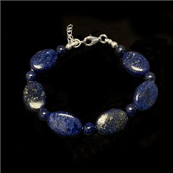 Sterling Silver Lapis Bead Bracelet