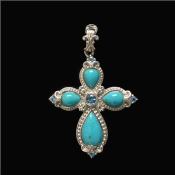 Sterling Silver Turquoise Cross Pendant