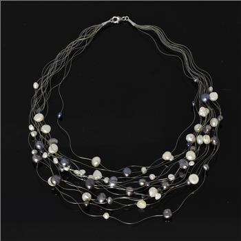 Multi Strand Freshwater Pearl Illusion floating Necklace