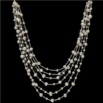 Multi Strand Layered Pearl Corded Necklace