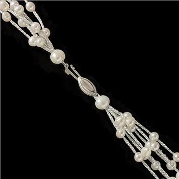 Multi Strand Layered Pearl Corded Necklace