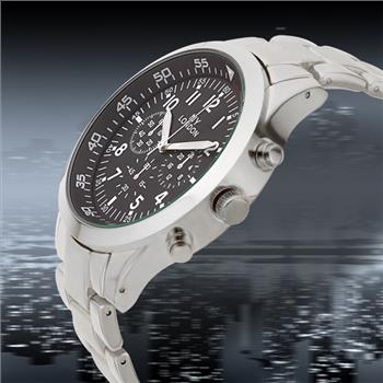 Metal Bracelet with Brushed Finished IP Metal Inserts Men's Watch