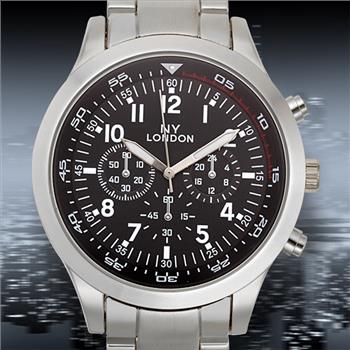 Metal Bracelet with Brushed Finished IP Metal Inserts Men's Watch