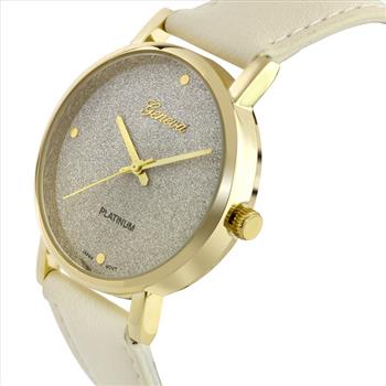White Sparkle, White Leather Strap, Ladies Watch
