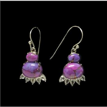 Sterling Silver Purple Mohave Turquoise and Topaz Earrings