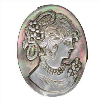 Large Vintage Victorian Carved Abalone Shell