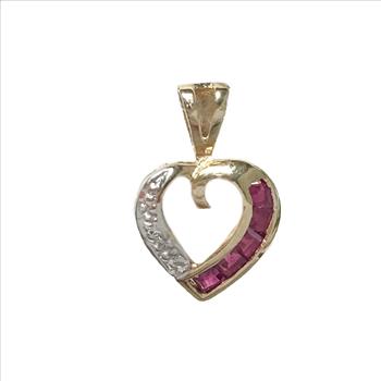 14K Yellow Gold Ruby Heart Pendant