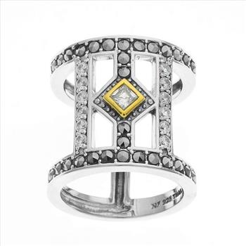 Sterling Silver Marcasite & CZ Open Space Ring