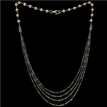 Layered Sterling Silver Necklace With Pearls