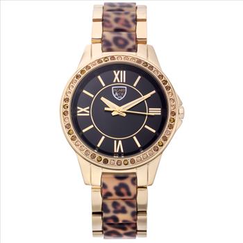 Casual Leopard Print Link Ladies Watch