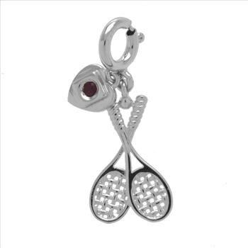 Elle Sterling Silver Ruby Heart/Tennis Racquet Pendant