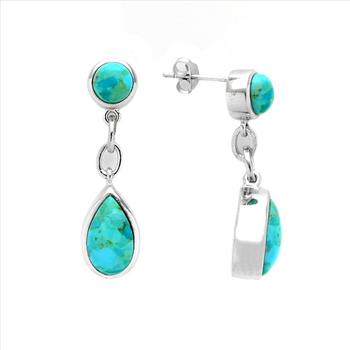 Genuine Turquoise Drop Earrings in Sterling Silver