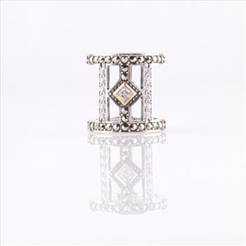 Sterling Silver Marcasite & CZ Open Space Ring