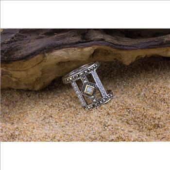 Sterling Silver Marcasite & CZ Open Space Ring