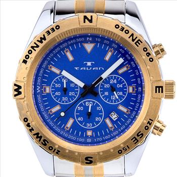 Montre Chronographe Homme Tavan Between Wind & Water - Bracelet Acier - Quartz 24h - Neuf Avec étiquettes