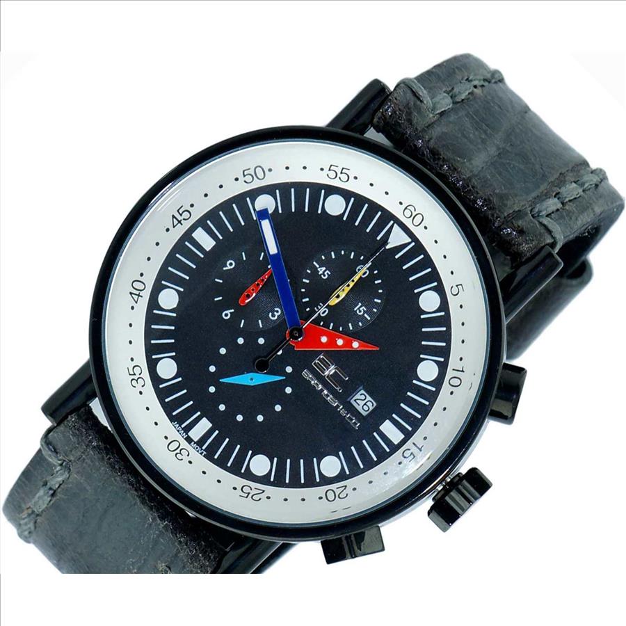ADEE KAYE CHRONOGRAPH MOV'T, BLACK-IP STAINLESS STEEL CASE, BLACK VINTAGE STRAP,  BC2226-BK_VIN, AT (MSRP:$625.00)