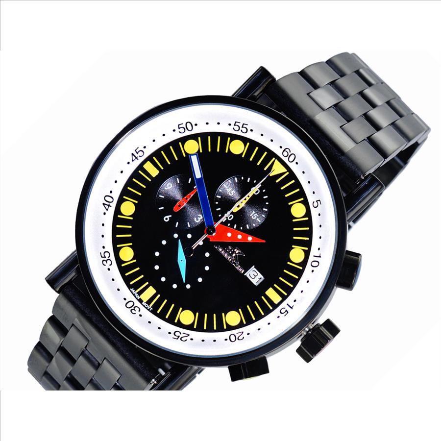 ADEE KAYE CHRONOGRAPH MOV'T, STAINLESS STEEL CASE AND BAND,  MULTI- COLOR HANDS , AK2268-60IPB-YL RETAIL AT (MSRP:$675.00)