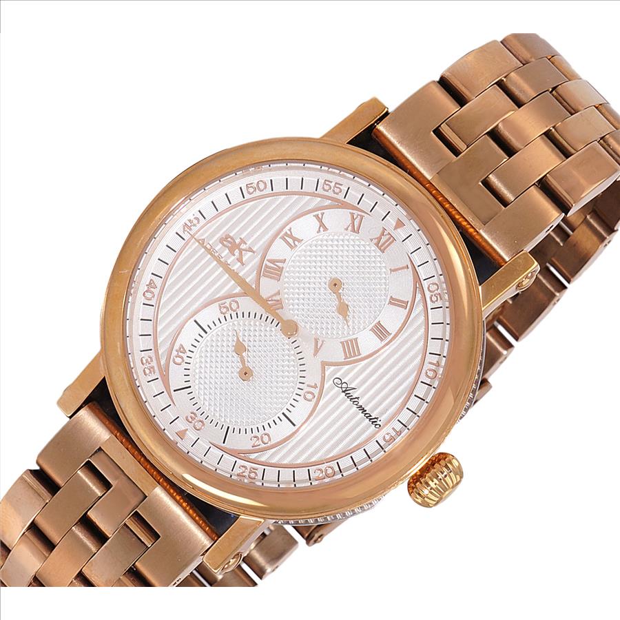 Adee Kaye Men's Automatic Regulator (20 jewels TY2708) , Exhibition back. Rose tone , White Dial. Retail at (MSRP: $600.00)