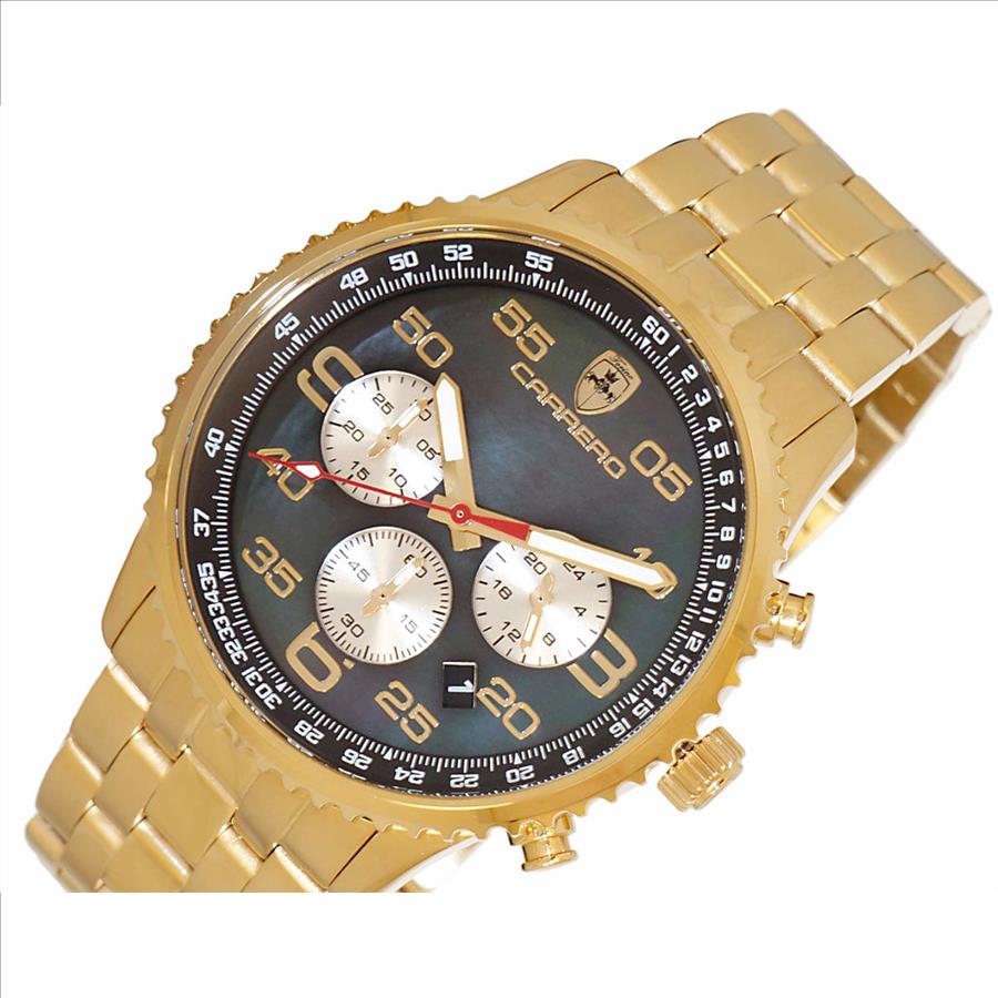 Lechateau - VR32 Mov't Chronograph Mov't, Black MOP Dial, Goldtone Stainless Steel case and band  (MSRP: $2,220.00)