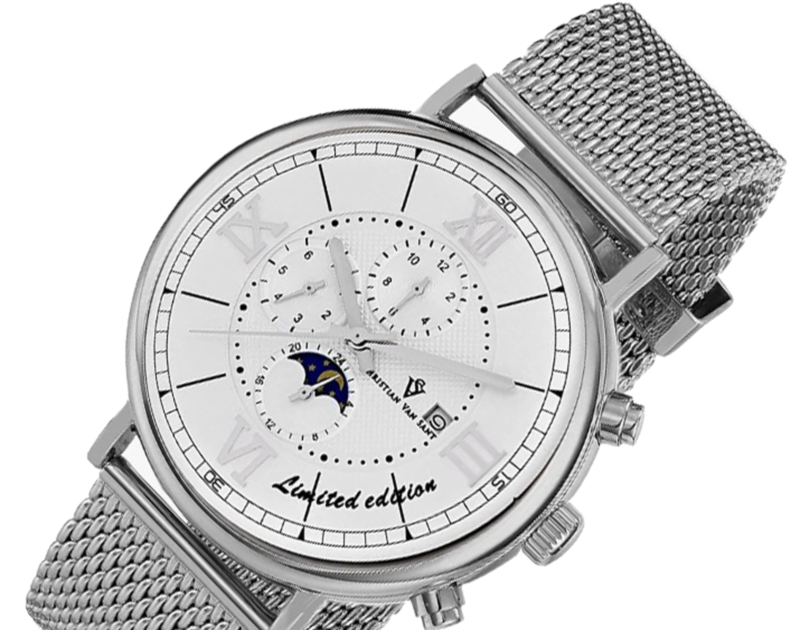 Christian Van Sant Watches, Men's Limited Edition, Automatic Sun/Moon Phase White Dial, CV1150, Retail at (MSRP: $995.00)