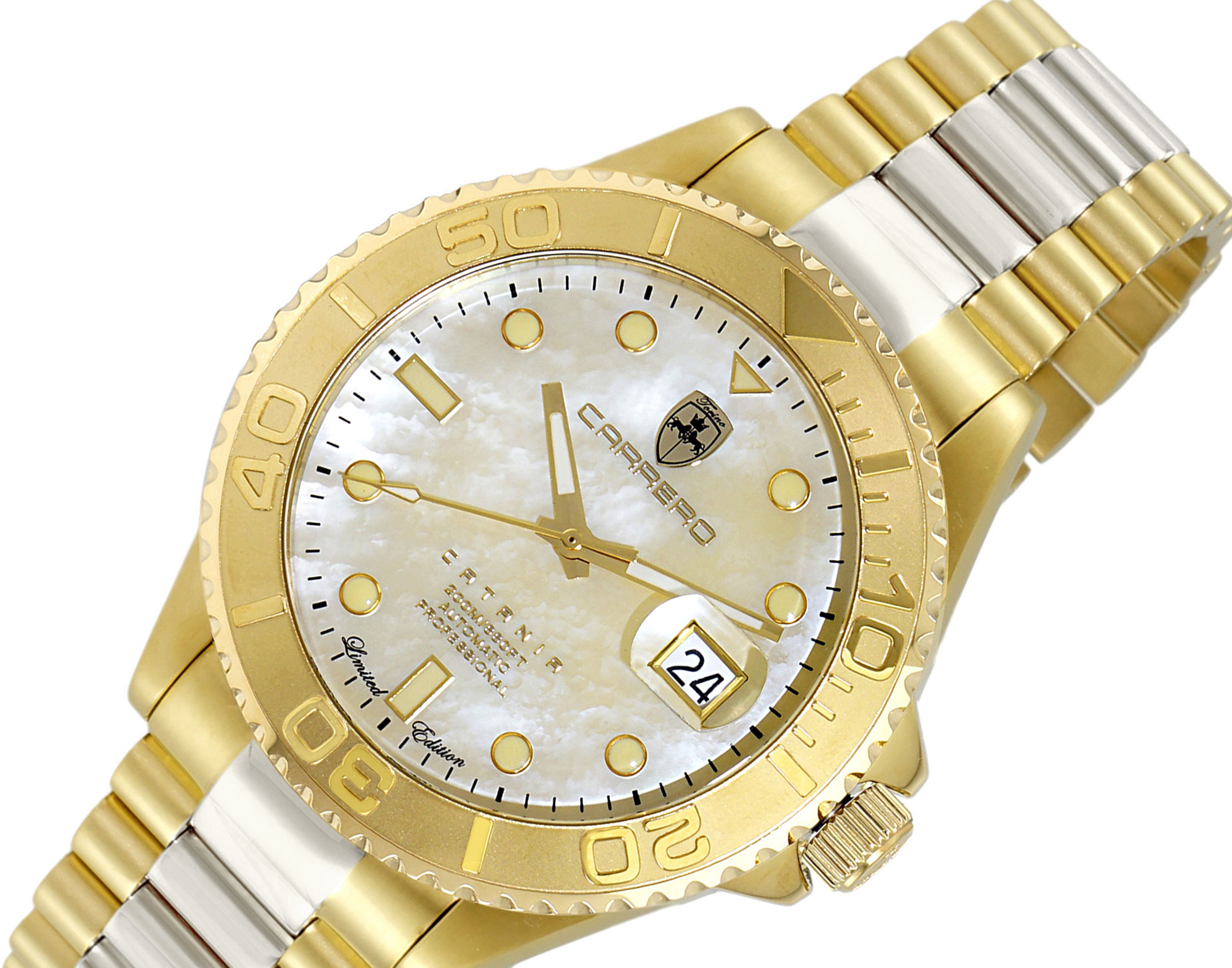 Lechateau Watches Men's Automatic NH35  -  21 JEWELS, Ivory MOP Dial, C1G266GO_TT - (MSRP: $ 2,124.00)