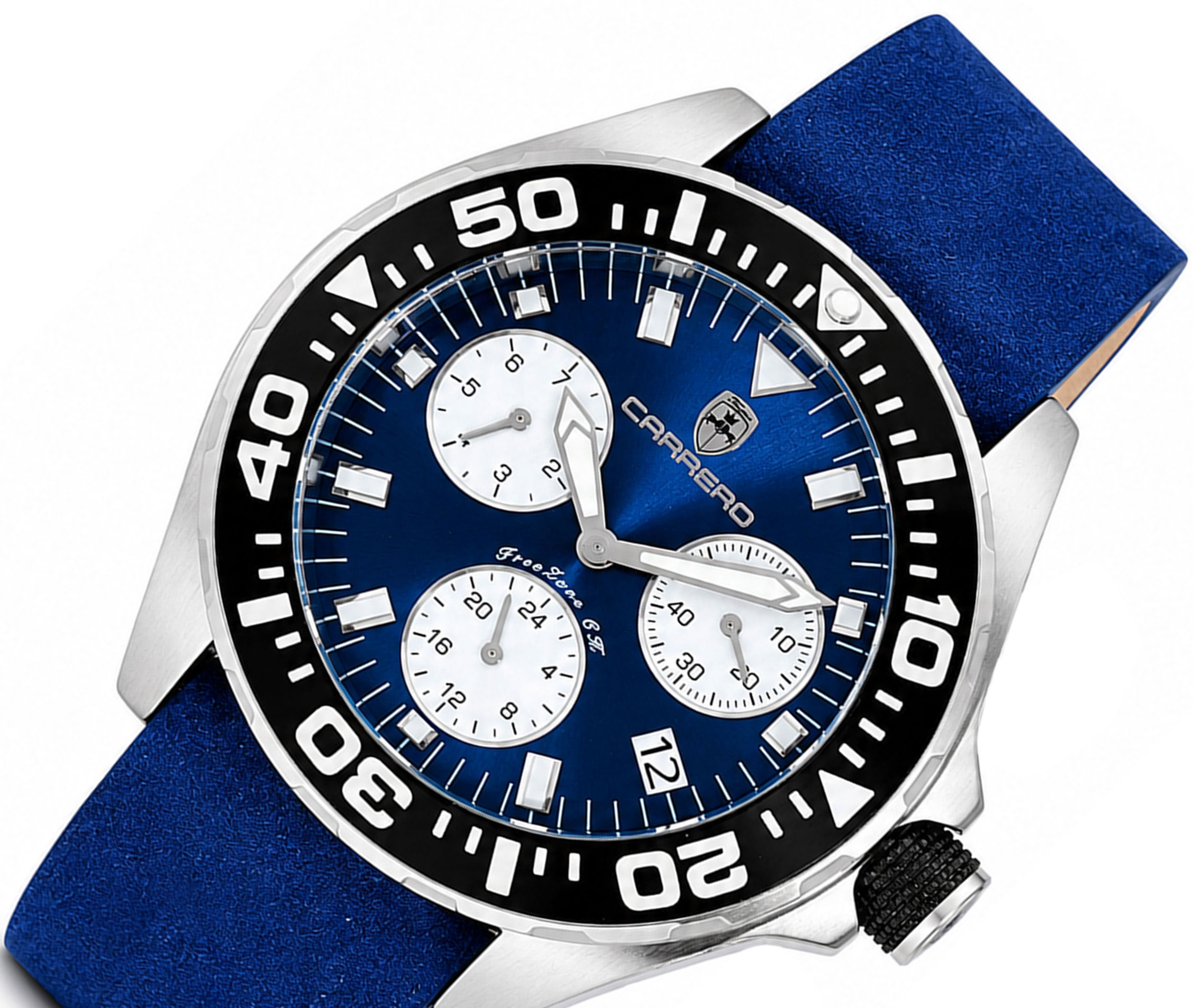 LeChateau, Men's Swiss Multi-Functiom Ronda X30 Mov't, Blue Dial - Black Bezel, Leatehr Strap,  C1BK8824-BU_BU - MSRP: $2,340.00