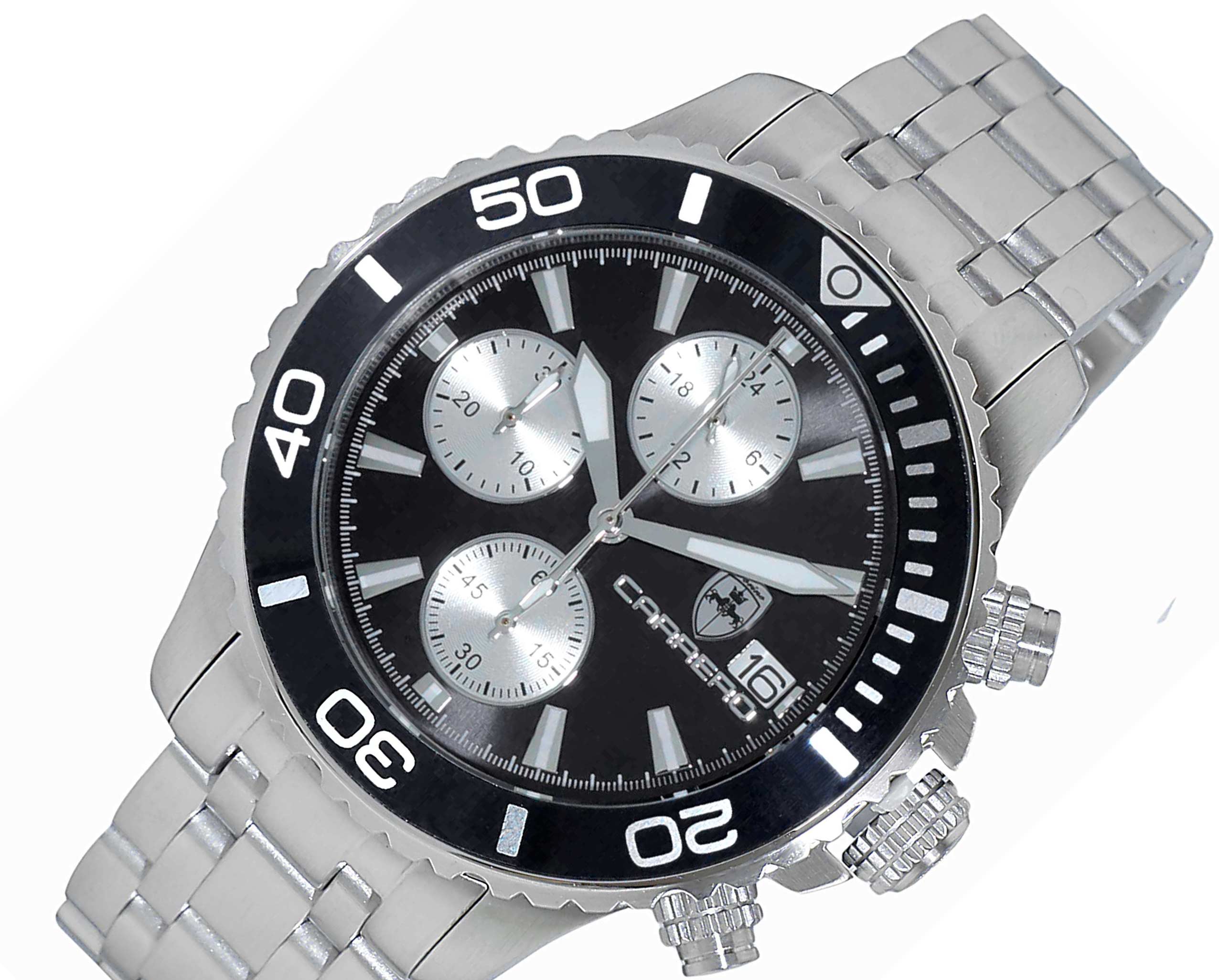Lechateau Watches, Men's VR33-Chronograph Mov't., Black - Date Dial and BEZEL,  C1S3735BK -  RETAIL AT (MSRP: $1,595.00)