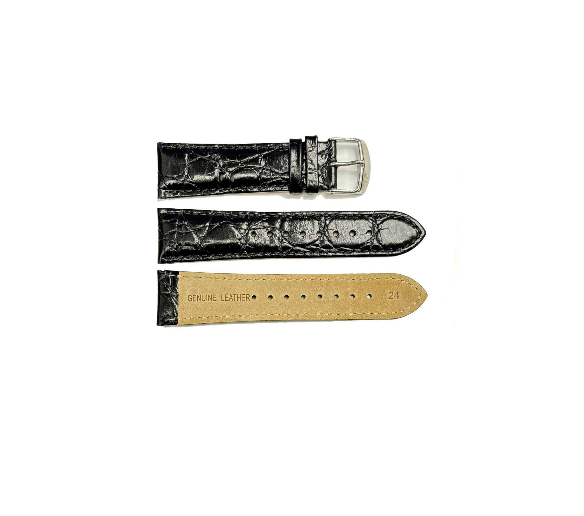 GENUINE LEATHER REPLACEMENT STRAP (24 mm) -  (BLACK) SOFT LIGHTTEXTURE