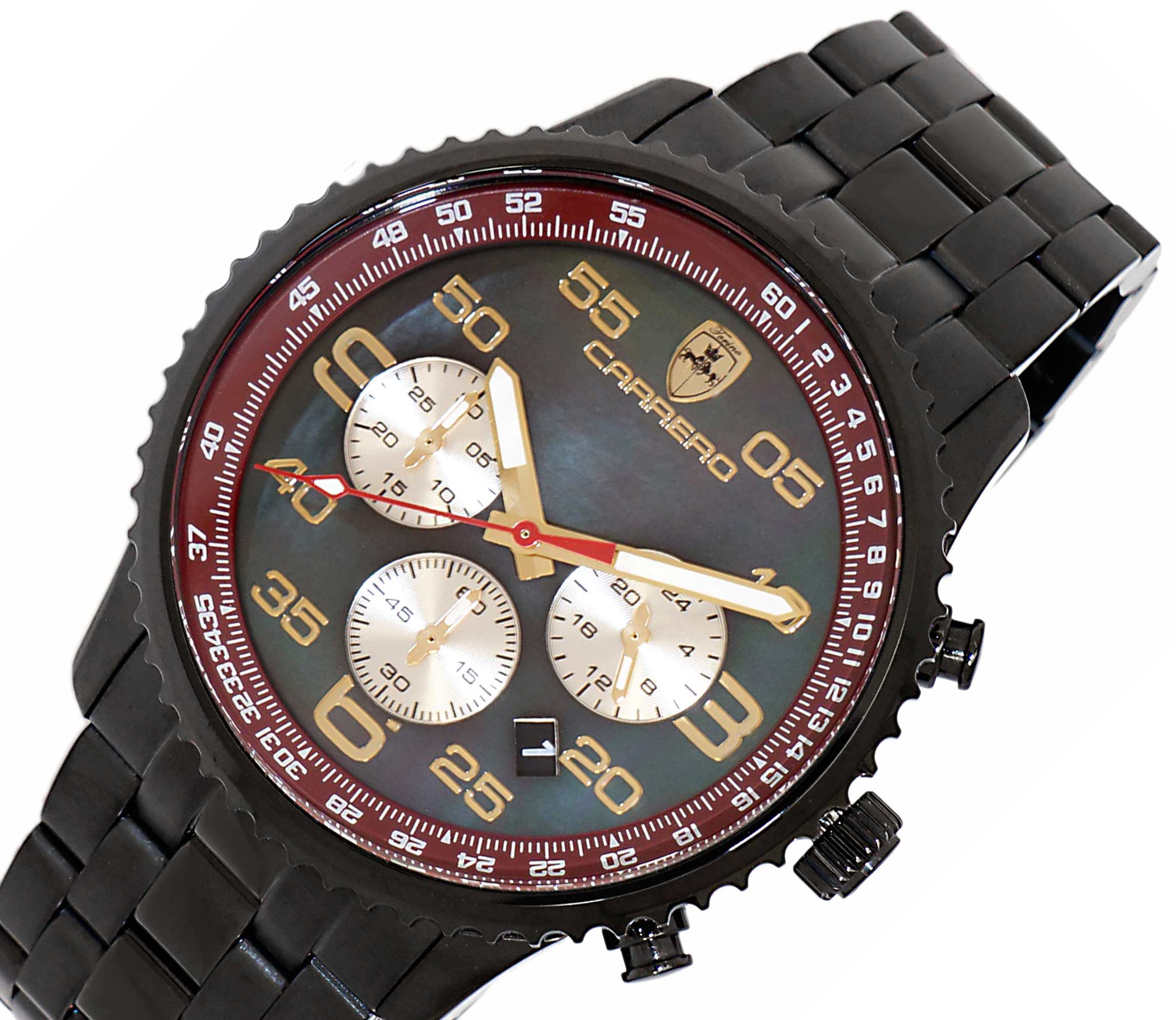 Lechateau - VR32 Mov't Chronograph Mov't, Black-MOP Dial, Black-IP Stainless Steel case and band  (MSRP: $2,220.00)