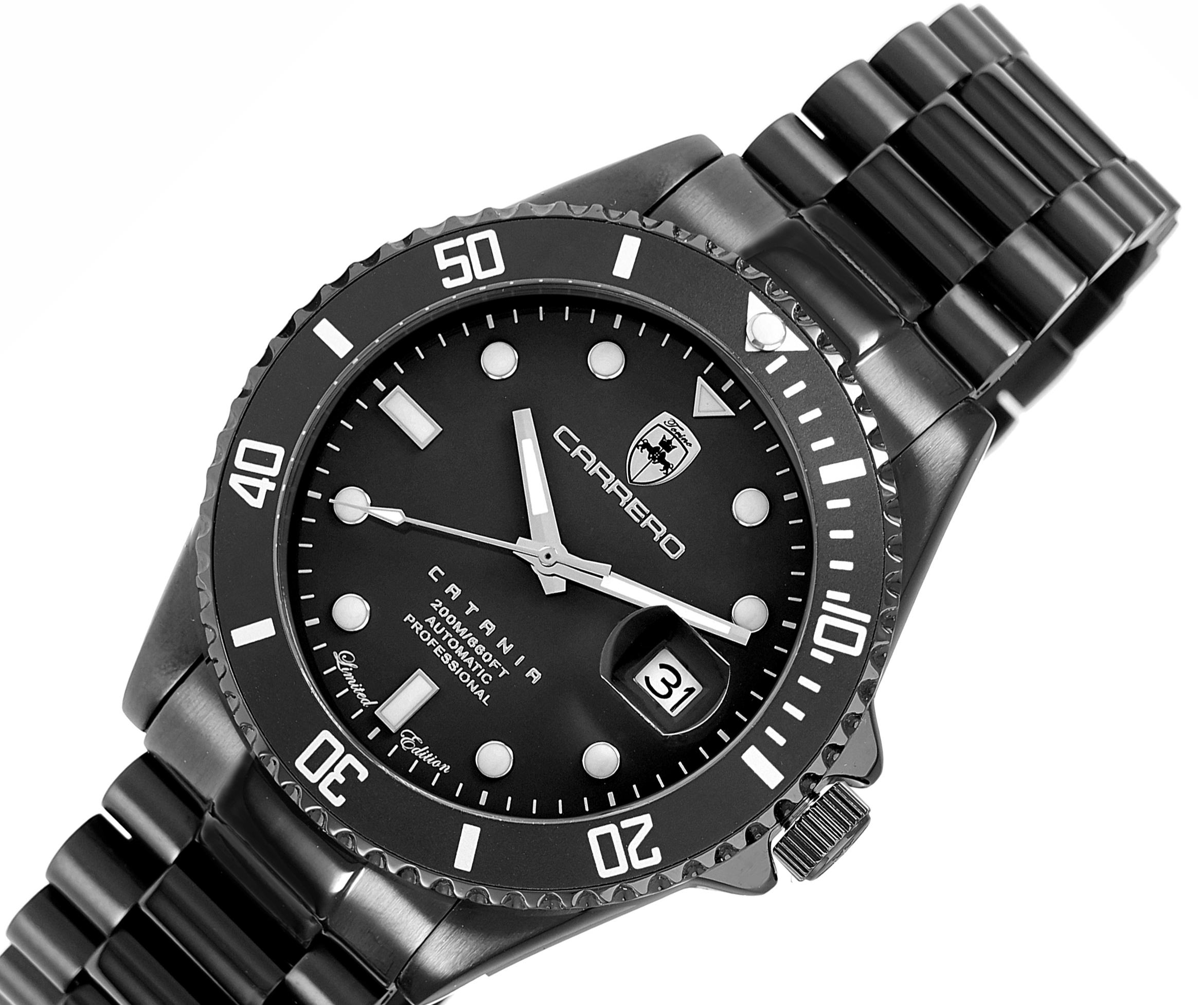 Lechateau Men's Automatic NH35 -21 JEWELS, Magnifying Date Dial with Exhibition Back, Black-IP - C1BK888BK Retail at (MSRP: $ 2,124.00)