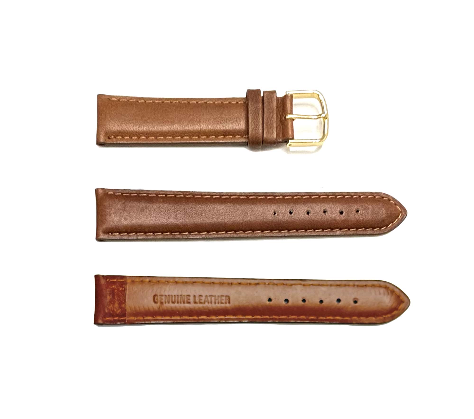 GENUINE LEATHER STRAP (18 mm) -   BROWN AND STITCHES COLOR