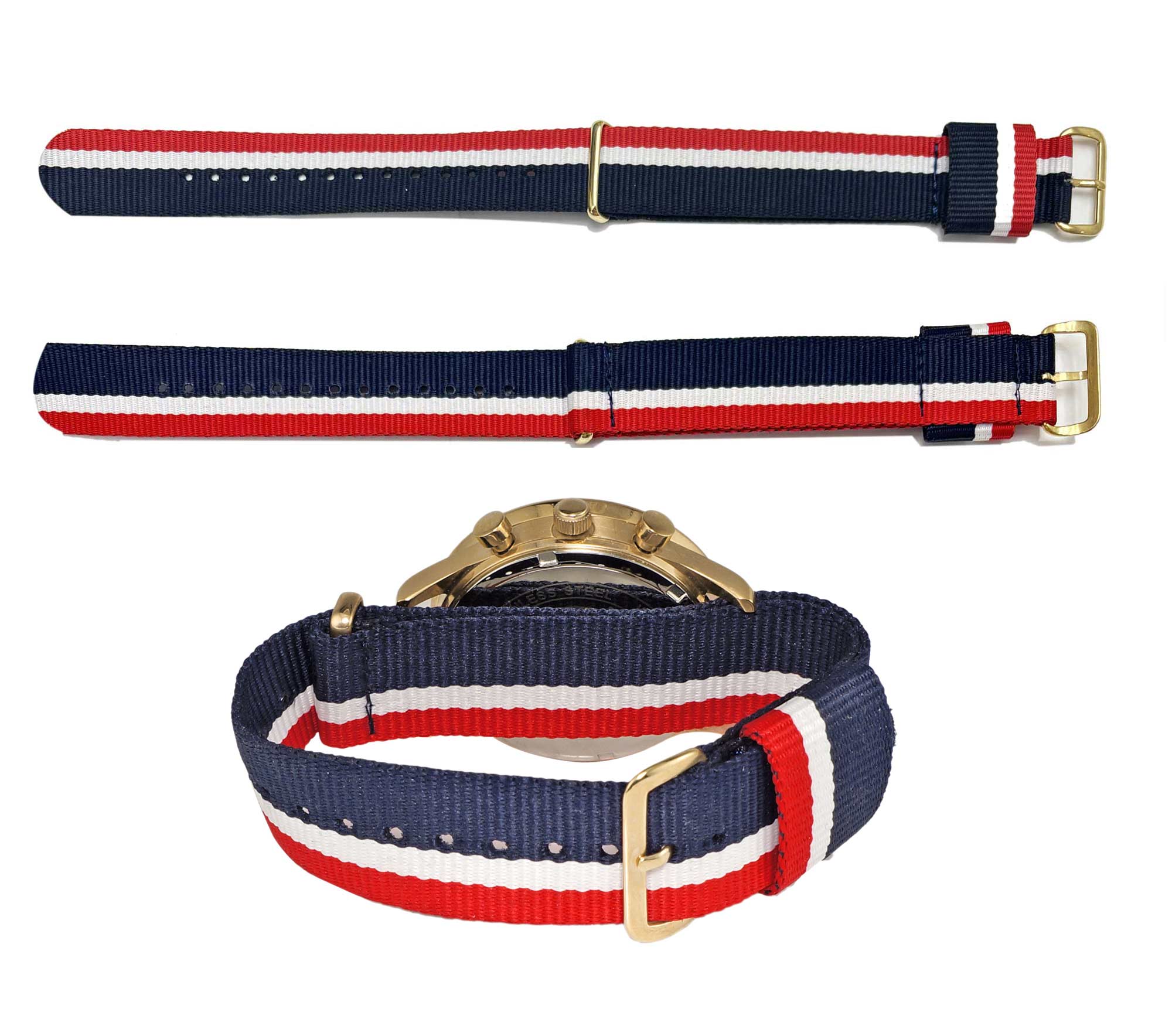 MULTI-COLORED STRAP (20 mm) -   GOLDTONE BUCKLE
