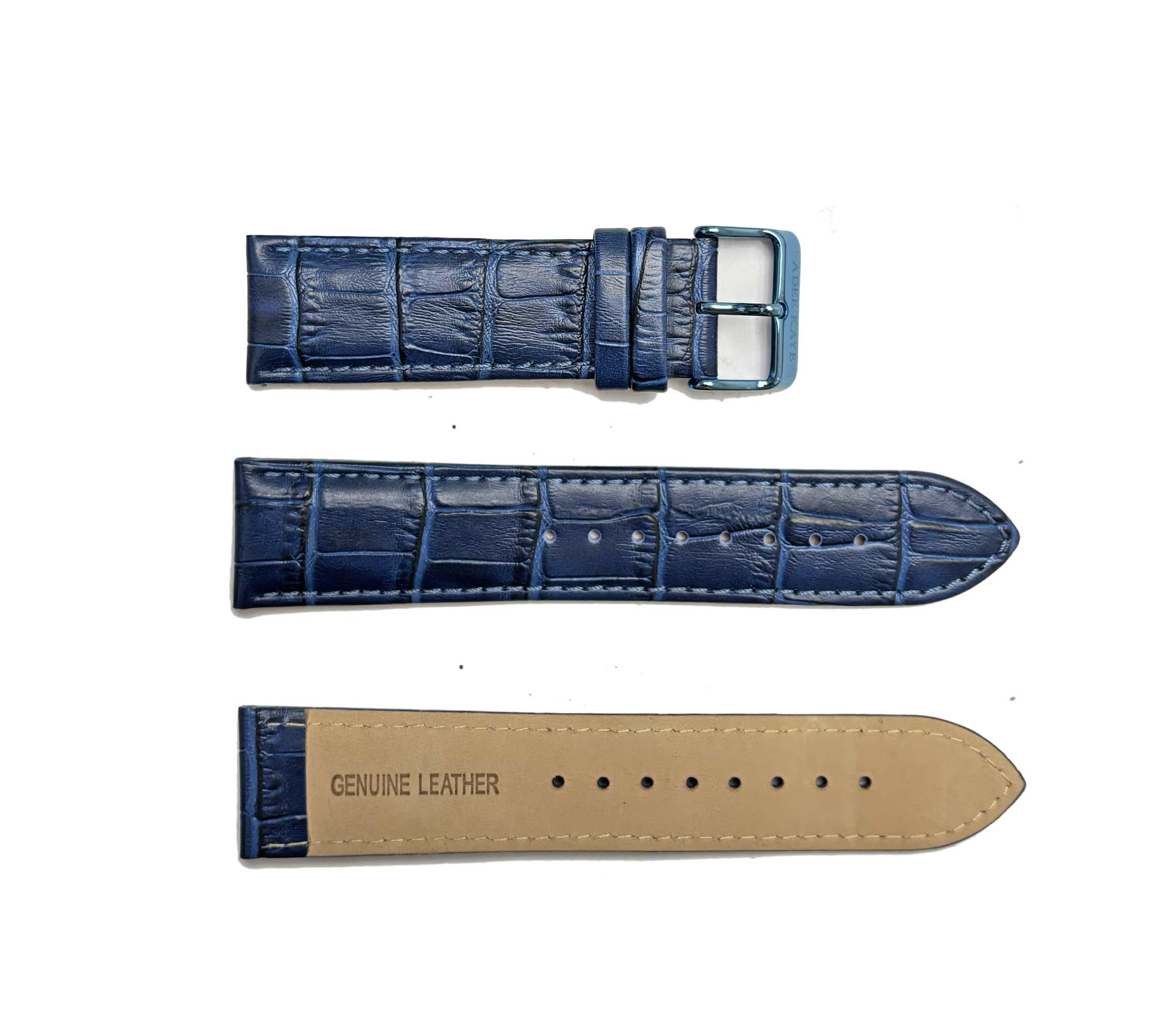 GENUINE LEATHER STRAP (24mm)-   BLUE COLOR WITH IP-BLUE BUCKLE