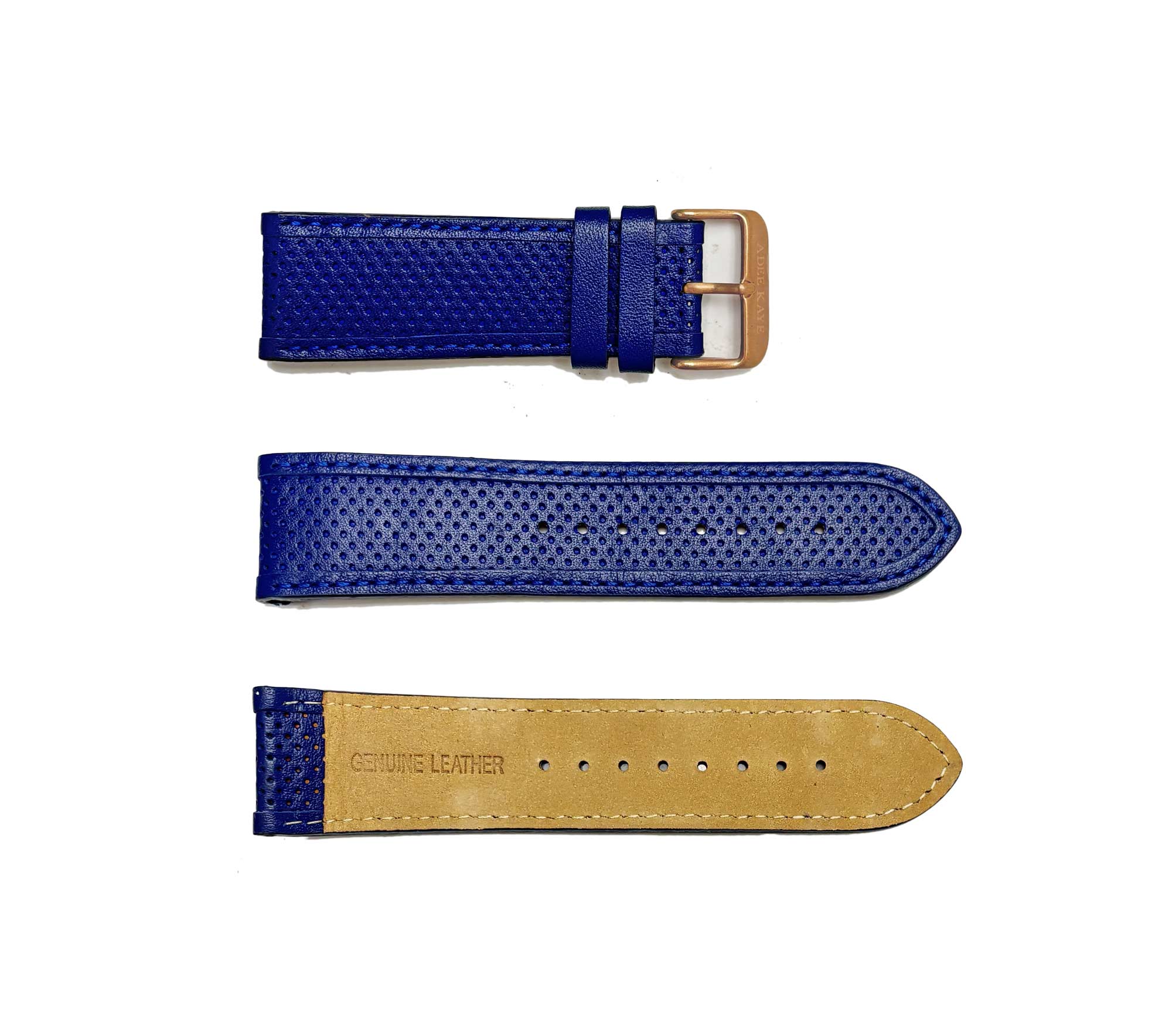 GENUINE LEATHER STRAP (25mm)-  PUNCTURE TEXTURE ROYAL BLUE COLOR
