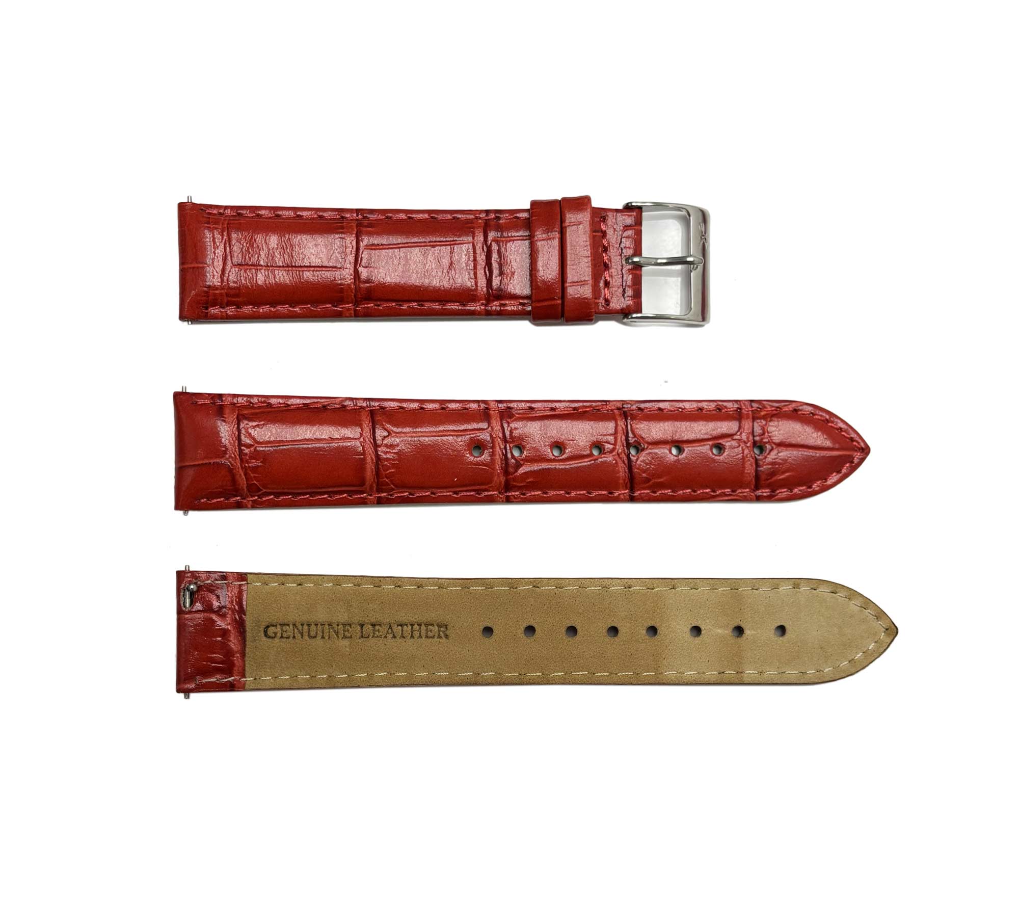 GENUINE LEATHER STRAP (20mm) QUICK RELEASE -  RED COLOR